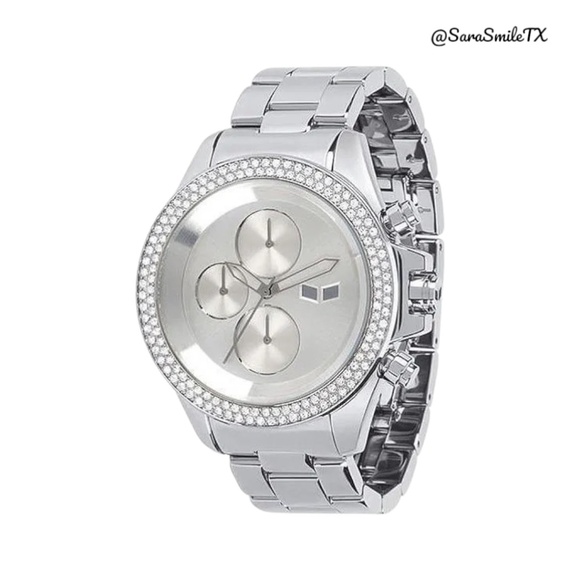 VESTAL ZR2018 Swarovski Silver Stainless Steel 43mm Watch - NWOT - Picture 2 of 15